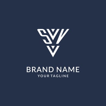 SV triangle monogram logo design ideas, creative initial letter logo with triangular shape logo vector