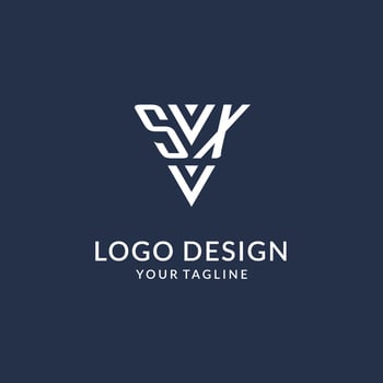 SX triangle monogram logo design ideas, creative initial letter logo with triangular shape logo vector