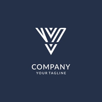 VN triangle monogram logo design ideas, creative initial letter logo with triangular shape logo vector