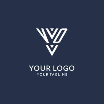 VO triangle monogram logo design ideas, creative initial letter logo with triangular shape logo vector