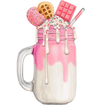 watercolor hand drawn milkshake png