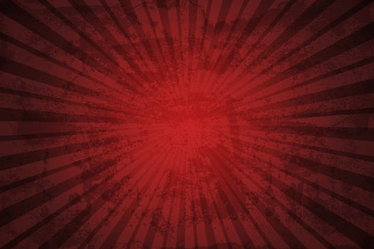 Vintage grunge red background with rays, vector illustration