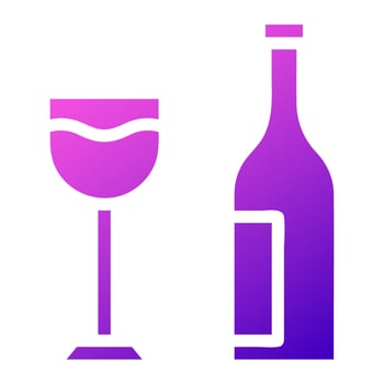 glass wine icon solid gradient purple pink colour easter symbol illustration. vector