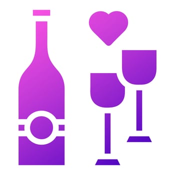 glass wine icon solid gradient purple pink colour easter symbol illustration. vector