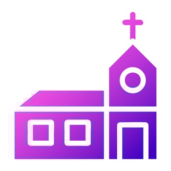 Cathedral icon solid gradient purple pink colour easter symbol illustration. vector