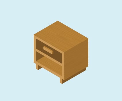 isometric wooden drawer vector. brown chest of drawer isolated, wooden retro TV cabinet drawer, wooden furniture, TV unit vector