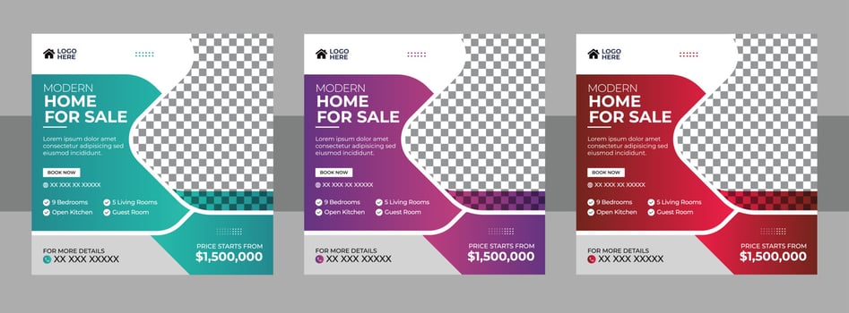 modern Real estate home for Sale social media Post and square banner template design vector