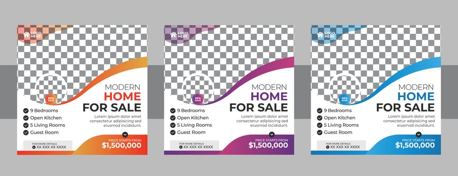 Real estate social media post template. home improvement banner template. home repair social media post banner. Editable Post Template Social Media Banner vector
