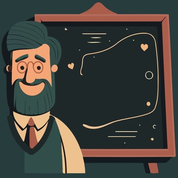 adult male teacher in a suit with a blackboard behind vector