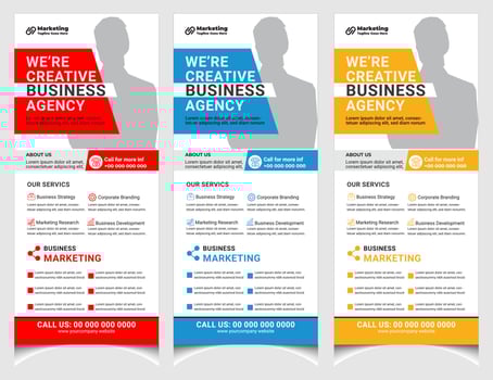 Corporate business marketing roll up banner design and vertical stand banner template. vector