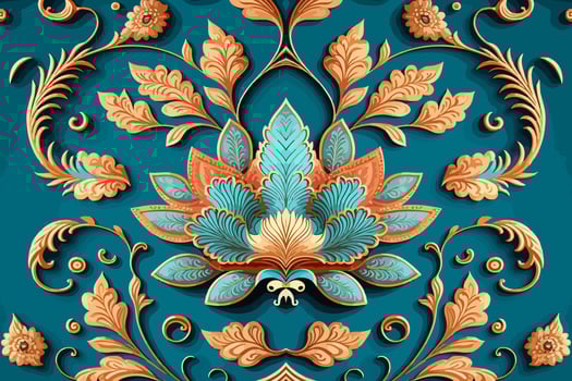 Ethnic floral seamless pattern blue background. Abstract traditional folk antique tribal graphic line. Texture textile fabric Indian patterns. Ornate elegant luxury vintage retro style. vector