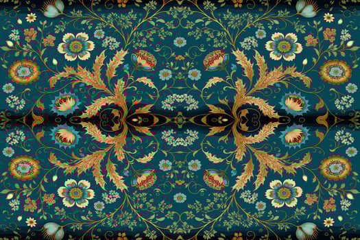 Ethnic floral seamless pattern blue background. Abstract traditional folk antique tribal graphic line. Texture textile fabric Indian patterns. Ornate elegant luxury vintage retro style. vector