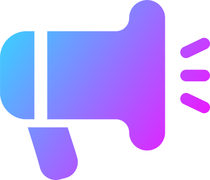 Megaphone icon in gradient colors. Loudspeaker sign illustration. png