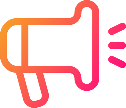 Megaphone icon in gradient colors. Loudspeaker sign illustration. png