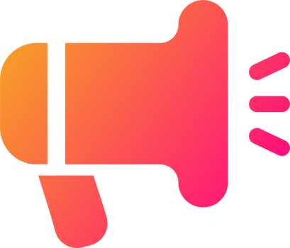 Megaphone icon in gradient colors. Loudspeaker sign illustration. png