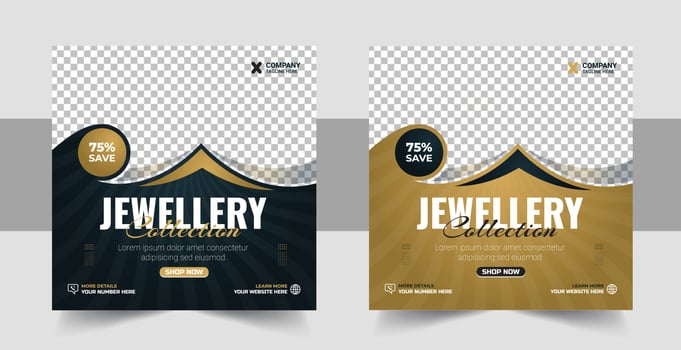 Jewellery collections social media post, Jewellery Collection Web Banner or Social Media Post Design vector