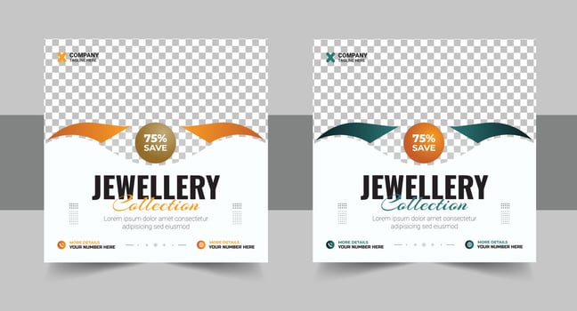 Jewellery collections social media post, Jewellery Collection Web Banner or Social Media Post Template Design vector