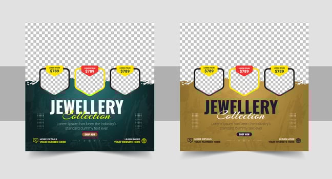 Jewellery collections social media post, Jewellery Collection Web Banner or Social Media Post Template Design vector