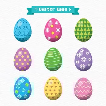 Collection Of Colorful Easter Eggs Vector illustration, Different type of Clipart Design on it