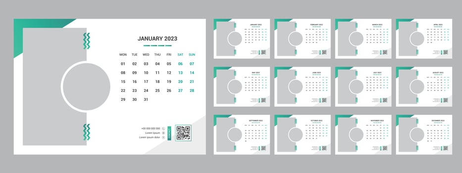 2024 calendar planner set for template corporate design week start on Sunday. vector