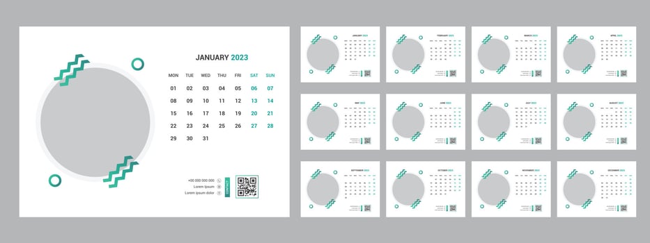 2024 calendar planner set for template corporate design week start on Sunday. vector