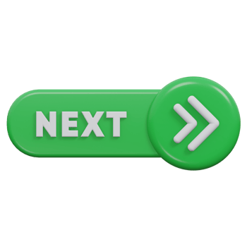 next button 3d render, transparent background, click button png