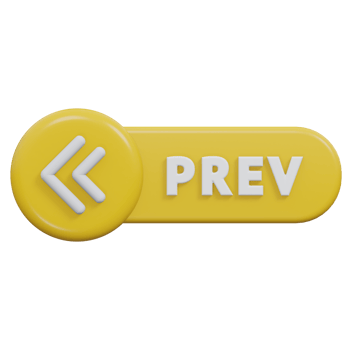 previous button 3d render, transparent background, click button png