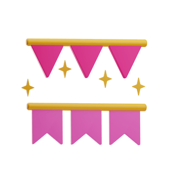 Icon garlands Birthday Party 3D Illustration png