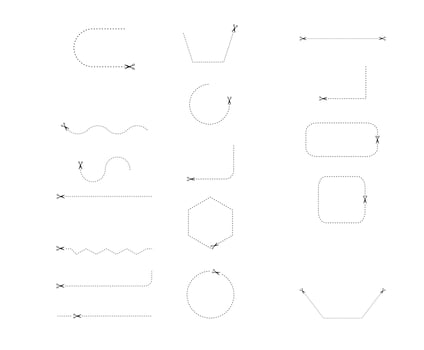 Scissor Cutting Line Design Element Vector Set