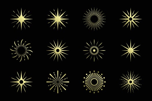Golden Star Icon Vector Collection Set