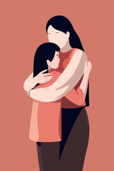 mothers day woman hugging daughter vector