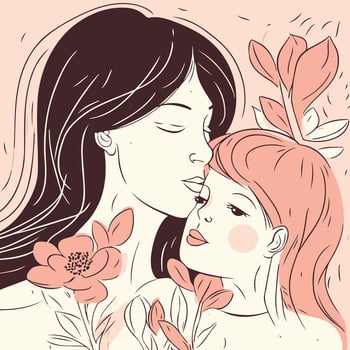 mothers day woman with her daughter vector