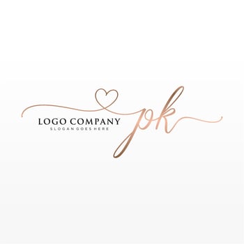 Initial PK feminine logo collections template. handwriting logo of initial signature, wedding, fashion, jewerly, boutique, floral and botanical with creative template for any company or business. vector
