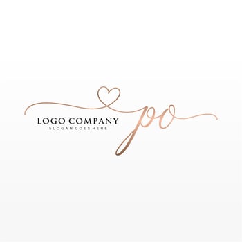 Initial PO feminine logo collections template. handwriting logo of initial signature, wedding, fashion, jewerly, boutique, floral and botanical with creative template for any company or business. vector