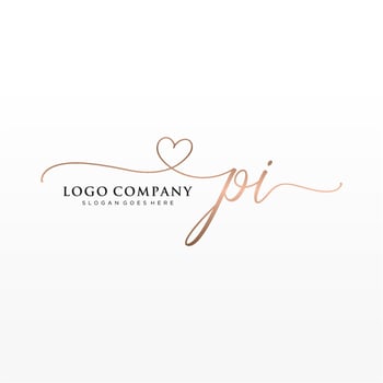 Initial PI feminine logo collections template. handwriting logo of initial signature, wedding, fashion, jewerly, boutique, floral and botanical with creative template for any company or business. vector