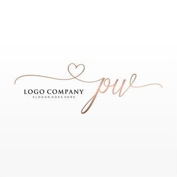 Initial PW feminine logo collections template. handwriting logo of initial signature, wedding, fashion, jewerly, boutique, floral and botanical with creative template for any company or business. vector