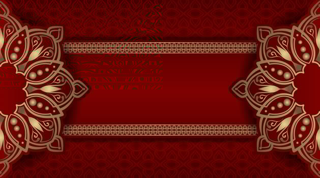 red luxury background, with gold mandala ornament vector