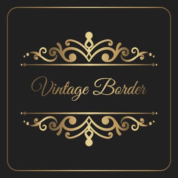 vintage frame floral, gold border ornament vector