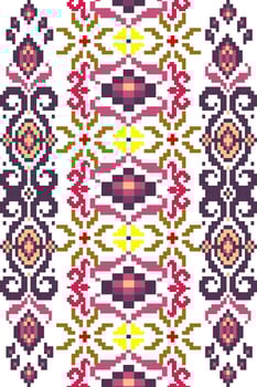 Floral Cross Stitch Embroidery on white background.geometric ethnic oriental seamless pattern traditional.Aztec style abstract vector illustration.design for texture,fabric,clothing,wrapping,sarong.