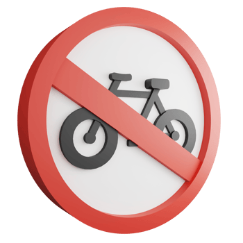 3D render no bicycles sign icon isolated on transparent background, red mandatory sign png