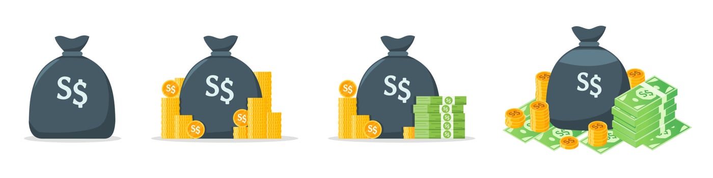 Singapore Dollar Money Bag Icon Set vector