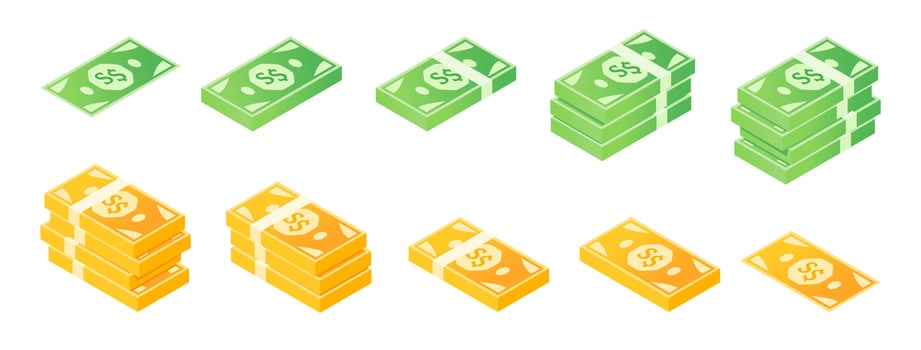 Singapore Dollar Banknote Isometric Icon Set vector