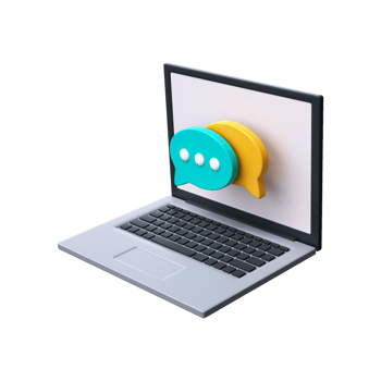 Laptop chat 3d icon. Online communication, messaging, chat png