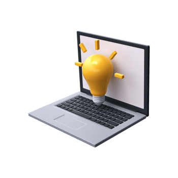 Idea concept, 3d light bulb on laptop monitor screen. png