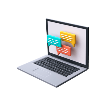 Laptop Message Chat 3d Icon. Communication concept, online chat or discussion. png