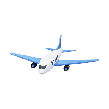 Passenger 3D aircraft in flight and on the ground. Travel concept. png