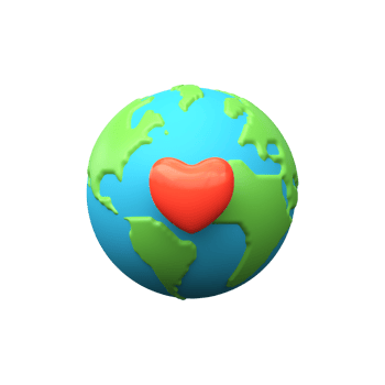 3d planet earth with heart. Respect for the environment. png