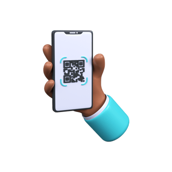 Scan QR code icon with phone.  3d render png
