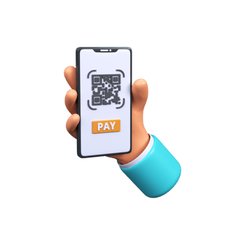 The mobile phone scans the QR code. 3d render. png