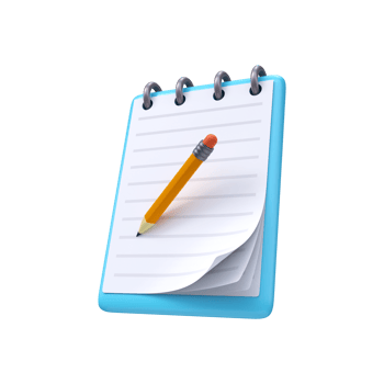 Notepad with pencil icon. 3d illustration png